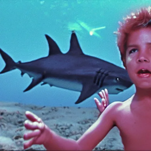 Image similar to a still of sharkboy in star wars 1 9 7 7, realistic, photorealistic, detailed,