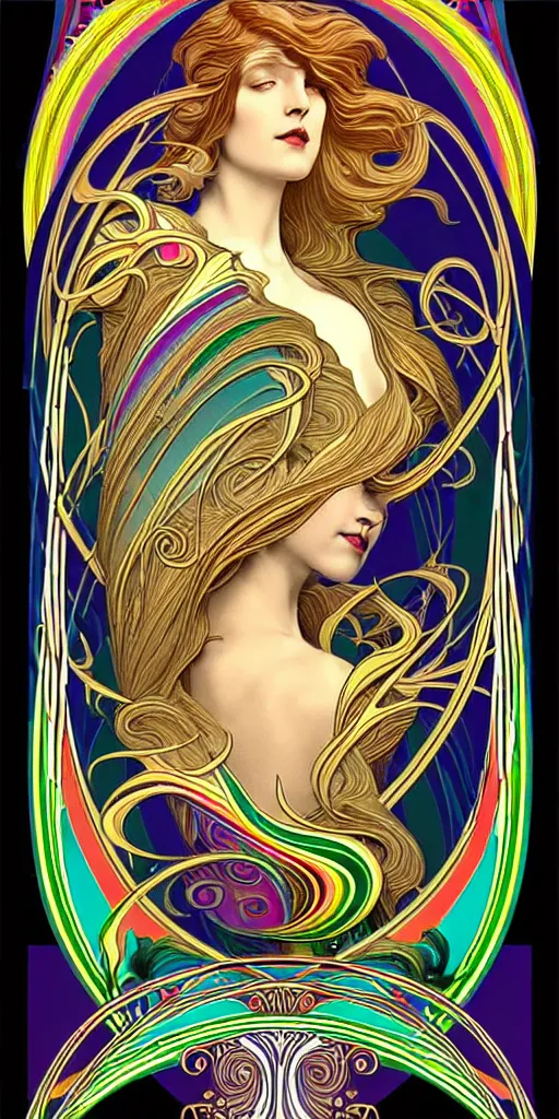 Image similar to the source of future growth dramatic, elaborate emotive Art Nouveau styles to emphasise beauty as a transcendental, seamless pattern, symmetrical, large motifs, rainbow liquid splashing and flowing, 8k image, supersharp, spirals and swirls in Art Nouveau style, medallions, iridescent black and rainbow colors with gold accents, perfect symmetry, High Definition, sci-fi, Octane render in Maya and Houdini, light, shadows, reflections, photorealistic, masterpiece, smooth gradients, high contrast, 3D, no blur, sharp focus, photorealistic, insanely detailed and intricate, cinematic lighting, Octane render, epic scene, 8K