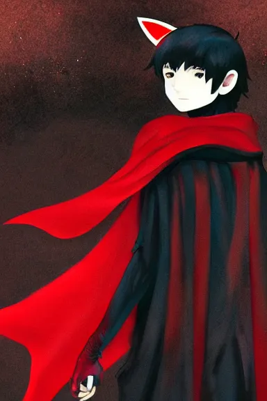 anime boy with black robe that uses magic and has one red eye and one blue  eye : r/dalle2