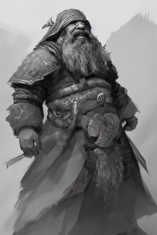 Image similar to Concept art of a dwarf by Even Amundsen, digital pencil