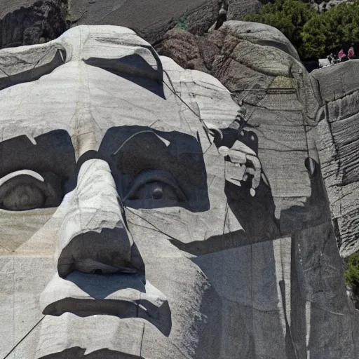 Image similar to mount rushmore covered in graffiti