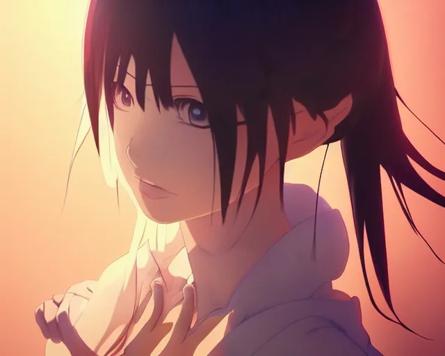 Prompt: anime visual, portrait of a young beautiful pregnant demon hunter in a temple interior, cute face by yoh yoshinari, katsura masakazu, cinematic luts, cold studio lighting, dynamic pose, dynamic perspective, strong silhouette, anime cels, ilya kuvshinov, cel shaded, crisp and sharp, rounded eyes, moody