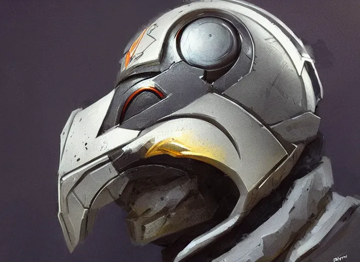 Image similar to portrait of raven themed helmet. concept art contest winner by bungie and greg rutkowski ( 2 0 0 7 ).