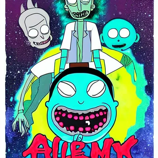 Image similar to alien rick and morty forever and forever a hundred years! g