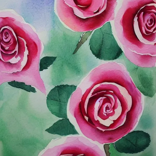 Prompt: watercolor 3 roses