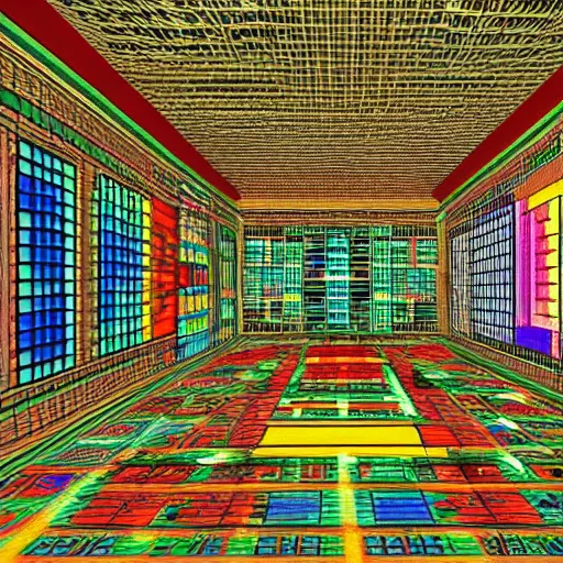 Prompt: virtual art museum in a 9 0 s video game, net art!, ps 2 graphics!, digital rendering, liminal space!, hd, intricate, detailed