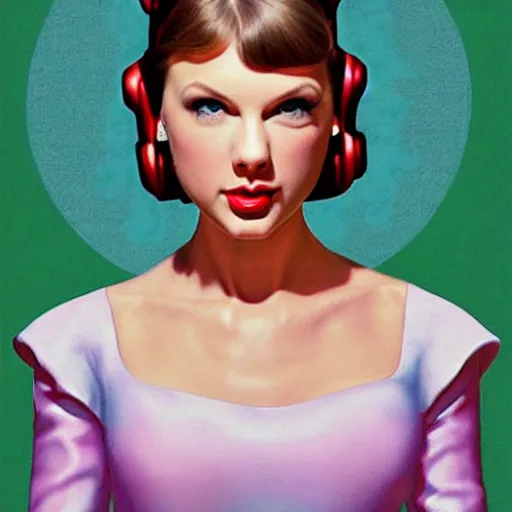 Image similar to Taylor Swift as Princess Leia, portrait painted by Normand Rockwell