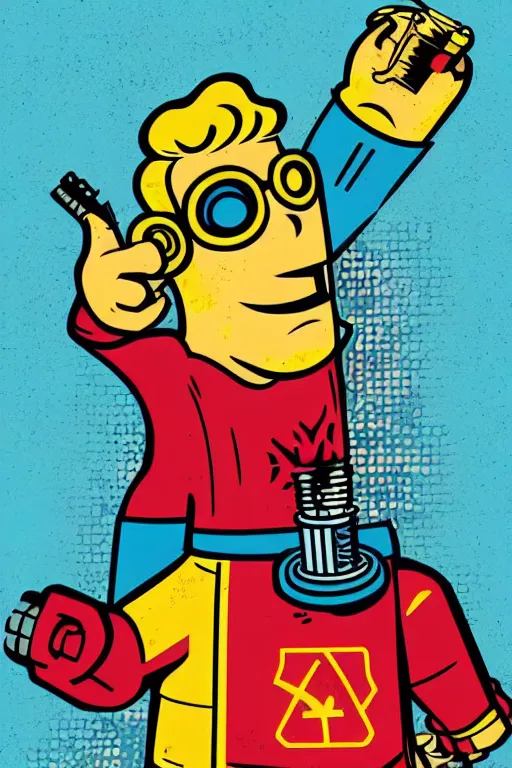 Image similar to fallout 7 6 retro futurist illustration art by butcher billy, sticker, colorful, illustration, highly detailed, simple, smooth and clean vector curves, no jagged lines, vector art, smooth andy warhol style