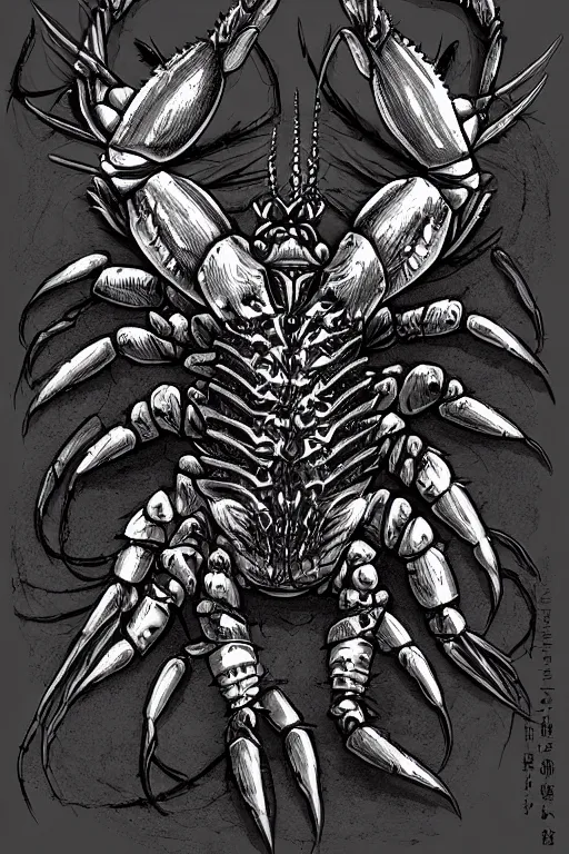 Image similar to crab humanoid heavily armoured, symmetrical, highly detailed, digital art, needles, lobster, chitin, sharp focus, trending on art station, kentaro miura manga art style