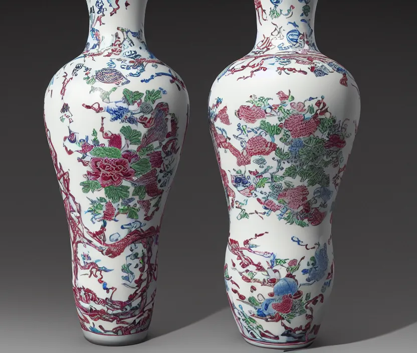 Prompt: Still life photo studio, porcelain chinese vase, unreal engine, highly detailed