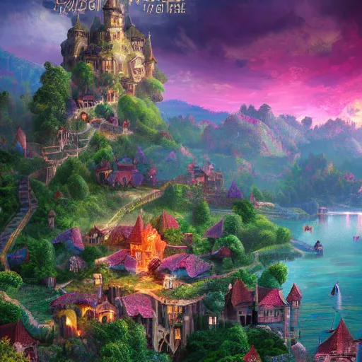 A magical fantasy royal castle town that sits on a