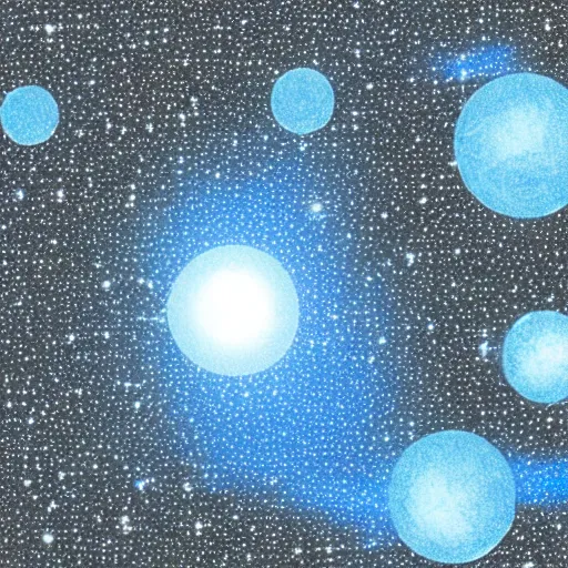 Image similar to a beige cubic space station with black greebles and glowing blue dots