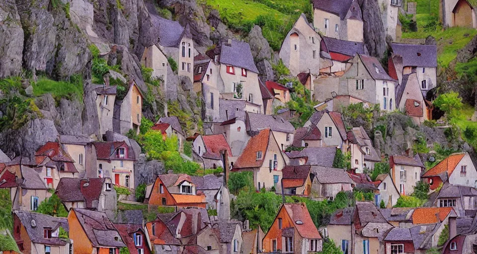 Image similar to a cartoon village in france by didier conrad