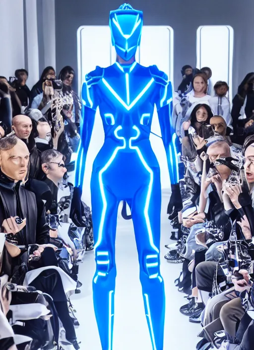 Image similar to hyperrealistic and heavy detailed balenciaga runway show of tron, leica sl 2 5 0 mm, vivid color, high quality, high textured, real life