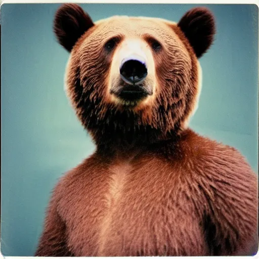 Image similar to a very beautiful polaroid picture of a bear, award winning photography