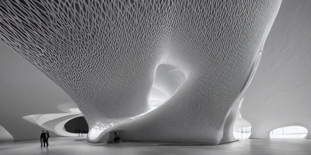 Image similar to knitting gold arch by zaha hadid architecture by giger alien