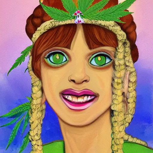 Image similar to painting of the princess of cannabis,