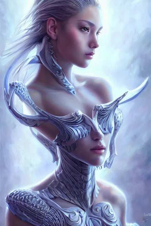 Prompt: a photorealistic painting of an attractive young girl, partially clothed in ethereal armor emitting psychic powers, beautiful bone structure, perfect eyes, intricate, elegant, highly detailed, hyper detailed, trending on tumblr, by artgerm, by loish, fantasy scene, fantasy aesthetic, trending on Artstation