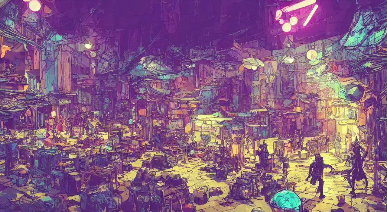 Image similar to bazaar zouk oriantal full color sky shine place mosquet painting stylized cutout vector digital illustration video game icon global illumination ray tracing that looks like it is from borderlands and by feng zhu and loish and laurie greasley, victo ngai, andreas rocha, john harris