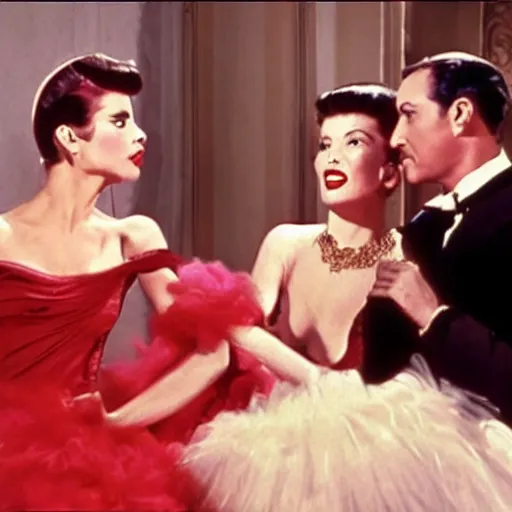 Image similar to A remake of Last Year on Marienbad as a musical comedy in technicolor with Gene Kelly and Cyd Charisse