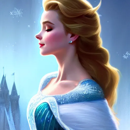 Prompt: Brunette Grace Kelly as Elsa from Frozen, western, D&D, fantasy, intricate, elegant, highly detailed, digital painting, artstation, concept art, matte, sharp focus, illustration, art by Artgerm and Greg Rutkowski and Alphonse Mucha