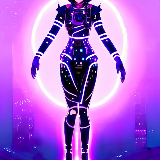 Image similar to a beautiful! bjork model, wearing futuristic cyber leather dress with incredibly intricate glowing purple led lights, jrpg aztec street fashion, gapmoe yandere grimdark, trending on pixiv fanbox, painted by greg rutkowski makoto shinkai takashi takeuchi studio ghibli, akihiko yoshida