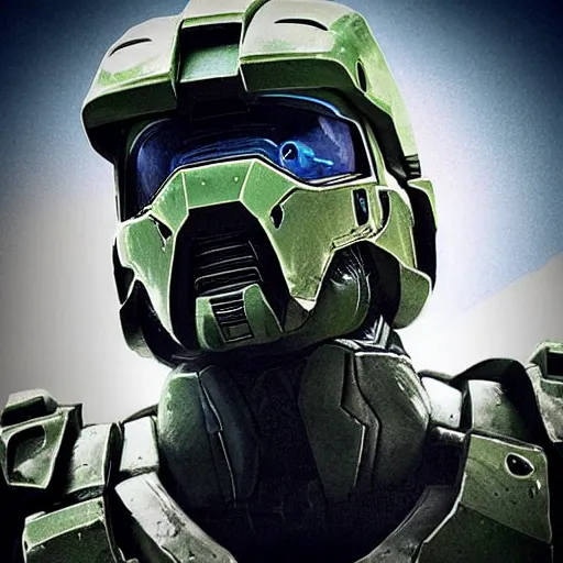 Image similar to “scene depicting Master Chief from Halo being told he is not the father by Maury. Photo in the style of Maury.”