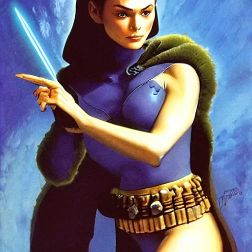 Image similar to padme Amidala by frank Frazetta