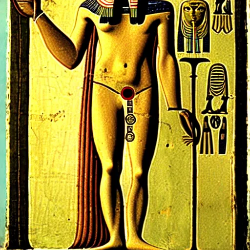 Image similar to hermes trismegistus, egyptian paining