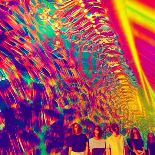 Prompt: tame impala in a psychedelic disco room