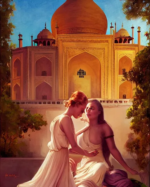 Image similar to tuesday weld visits the taj mahal by charlie bowater, by francine van hove, by alex horley, by tom chambers, by gil elvgren