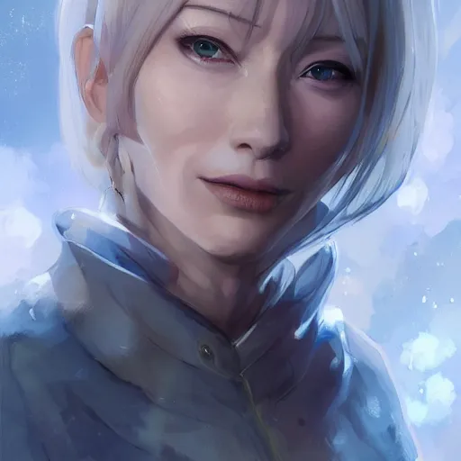 Image similar to An anime portrait of cate blanchett , by Stanley Artgerm Lau, WLOP, Rossdraws, James Jean, Andrei Riabovitchev, Marc Simonetti, and Sakimichan, tranding on artstation