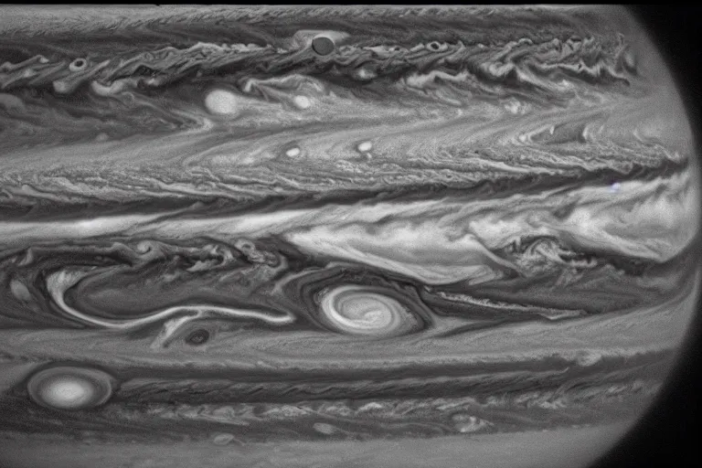 Image similar to the planet jupiter colliding with the earth, photo taken from the surface of the earth, black and white spielberg 3 5 mm film cinematic 4 k