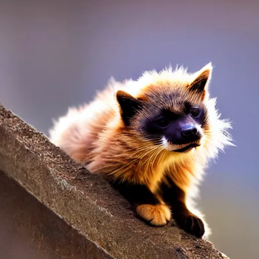 Prompt: a honeybadger - cat - hybrid with a beak, animal photography, wildlife photo