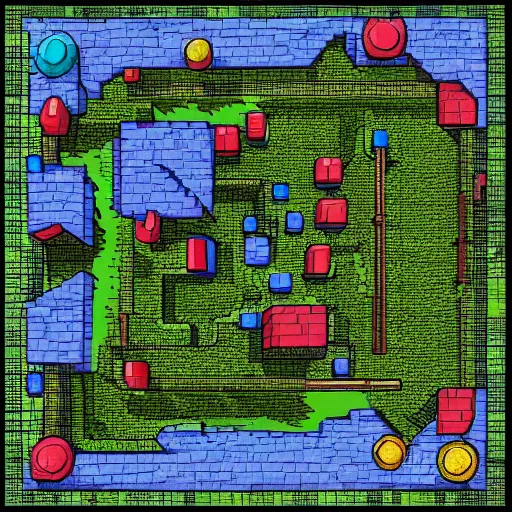 Image similar to aerial view of wizard tower, colored lineart game tile