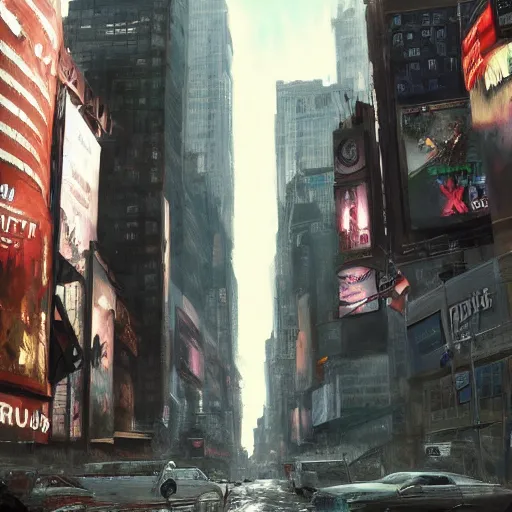 Image similar to new york city, style game square enix, trending on artstation, painted by greg rutkowski, render with game the last of us parte ii details