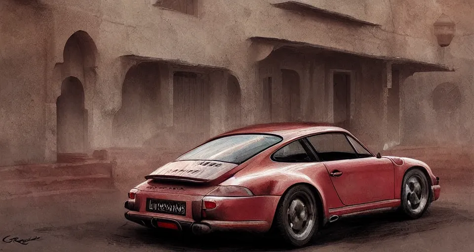 Image similar to Porsche in marrakech, digital art,ultra realistic,ultra detailed,art by greg rutkowski