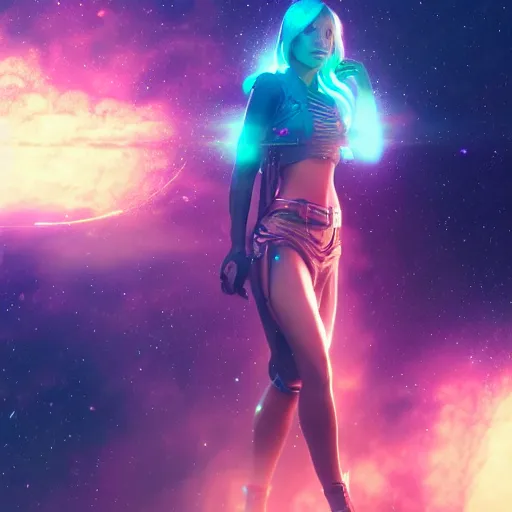 Image similar to beautiful girl galaxy background character concept style trending on artstation concept art detailed octane render cinematic photo-realistic 8k high detailed