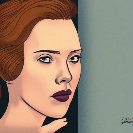 Prompt: close - up portrait of seductive scarlett johannson by chris ware