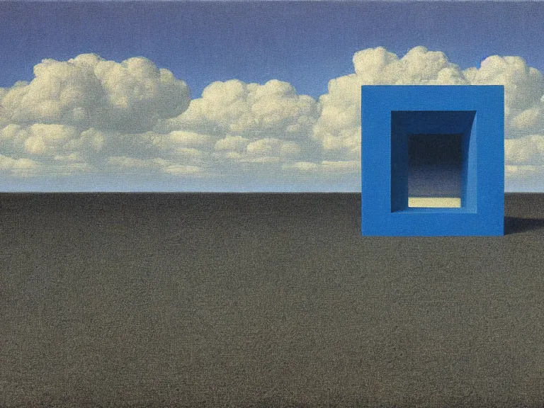 Prompt: tesseract painting by rene magritte, high detail, high resolution