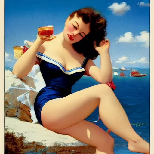 Prompt: Fresh Breeze by Gil Elvgren