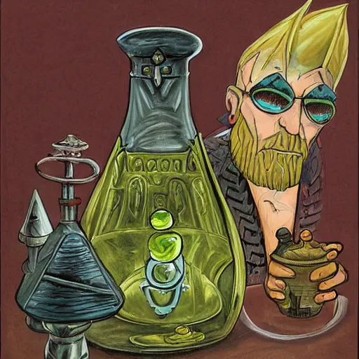 Image similar to painting of one health potion, fantasy, dungeons and dragons, by tony diterlizzi