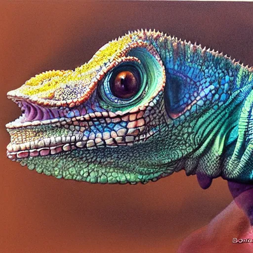 Prompt: monstrous chameleon by boris vallejo, sharp, intricate, highly detailed