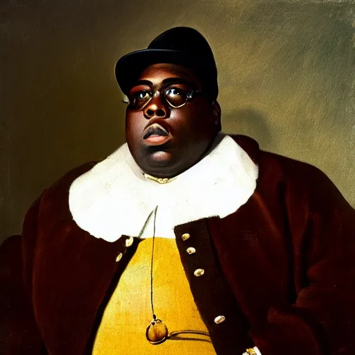 Prompt: portrait of the notorious b. i. g. painted by velazquez