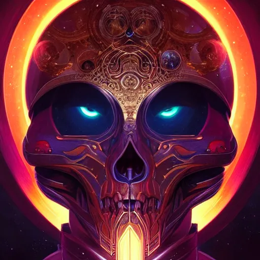 Prompt: symmetry!! portrait of galaxy! skull warrior, glowing eyes!! intricate, elegant, highly detailed, digital painting, artstation, concept art, smooth, sharp focus, illustration, art by artgerm and greg rutkowski and alphonse mucha