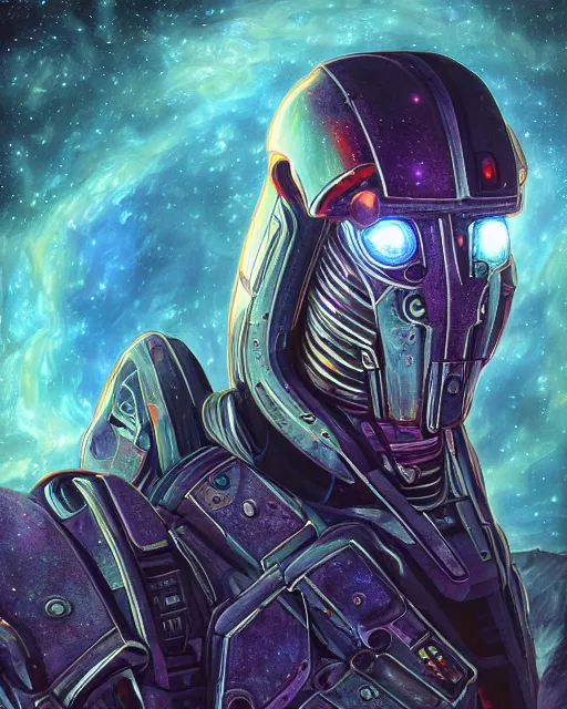 Prompt: symmetrical extreme closeup portrait silhouette mass effect chrome robot glass astronaut looking at an energy temple on jupiter, jagged rocks, sparse plants, weird, creepy, quiet, red color scheme, andromeda krogan nebula aurora, bioluminance alena aenami artworks in 4 kby gustave darrow, moebius!! dan mumford thomas kinkade