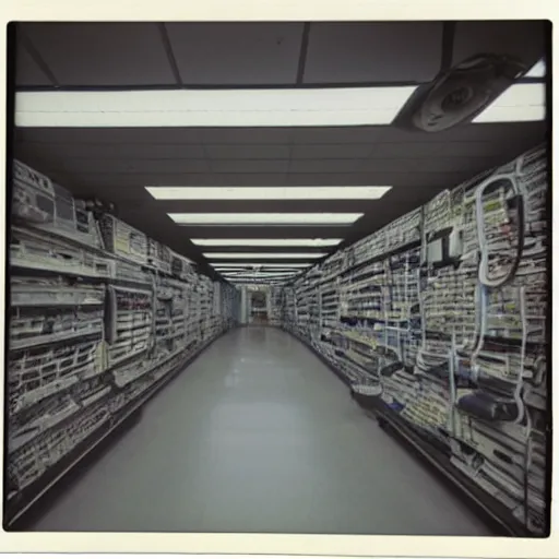 Image similar to electronics bay in 1990. As described by William Gibson. Polaroid