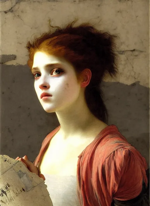 Image similar to a portrait of a pretty sewer punk young lady by alexandre cabanel