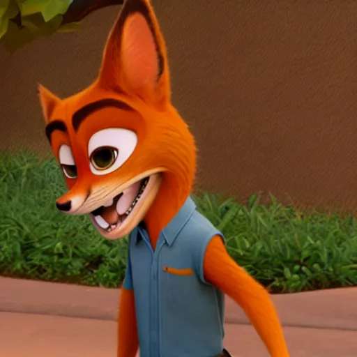 Image similar to nick wilde from zootopia, pixar style