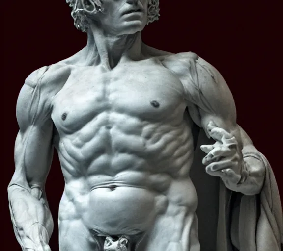 Prompt: a hyper-detailed marble status of Julius Ceasar by Michelangelo; anatomically correct; an extraordinary masterpiece!!!; proud posture; photorealistic eyes; trending on artstation; f/1.4; 90mm
